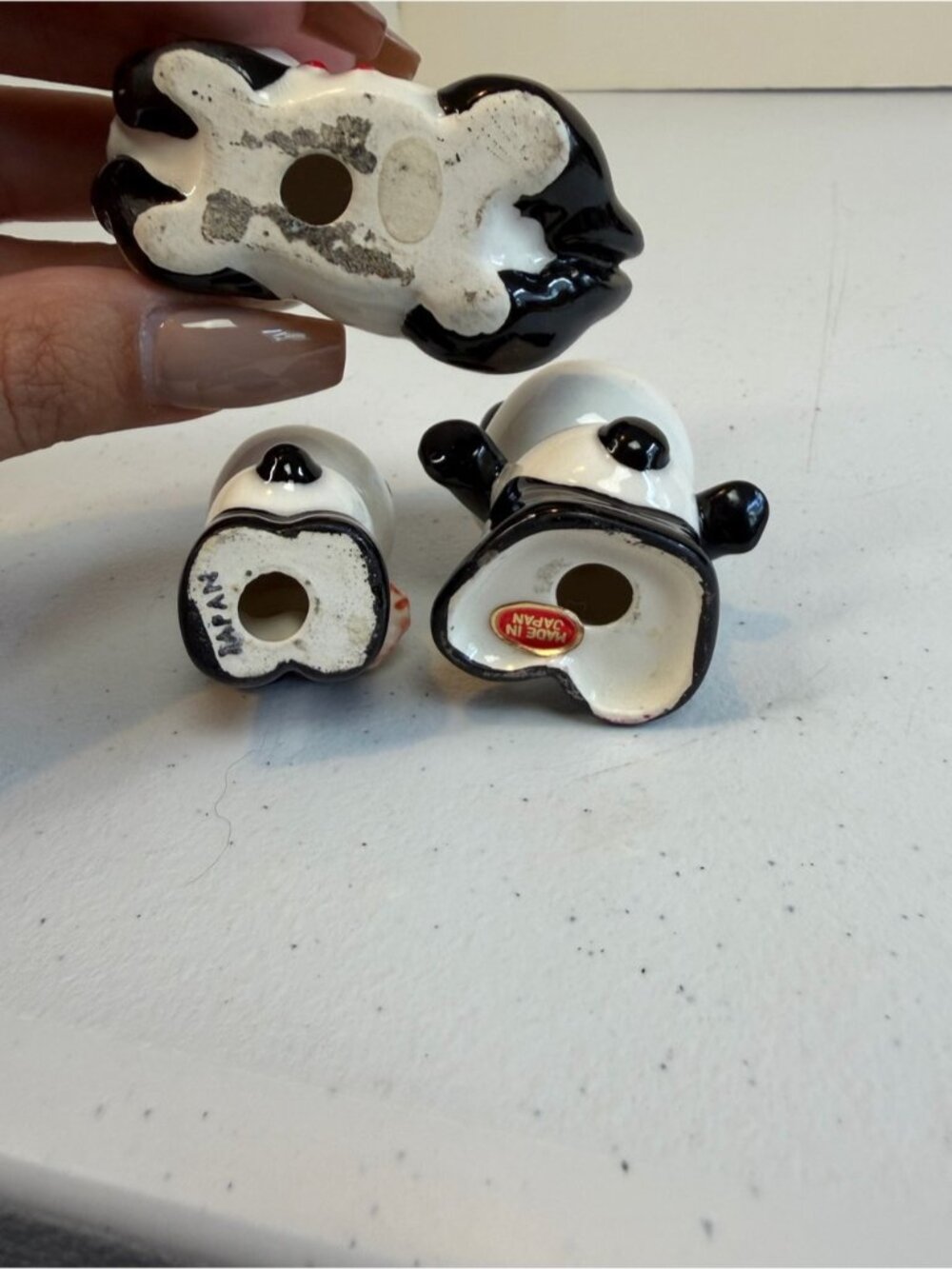 Vintage 1960s Japan Porcelain Panda Bear Set Figurine kitsch 60s Nurse gift - Picture 6 of 7